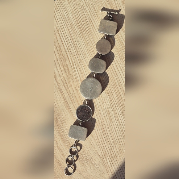 925 Silver&Multi-stoned vintage toggle bracelet made by Sandy Baker 8.268" - Picture 13 of 16